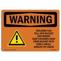 Signmission OSHA WARNING Sign, Children Can Fall Into W/ Symbol, 24in X 18in Aluminum, 24" W, 18" H, Landscape OS-WS-A-1824-L-12520